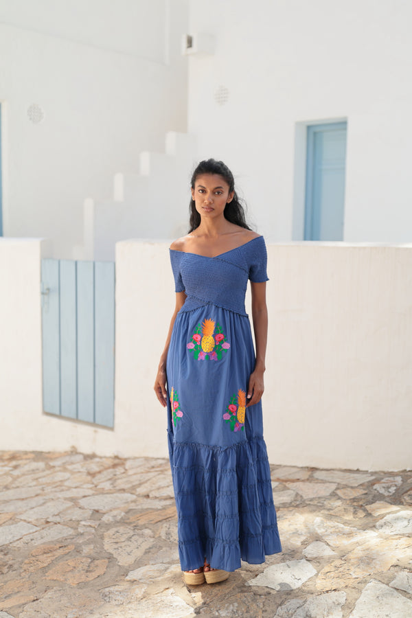 LONG DRESS WITH CROSS NECKLINE