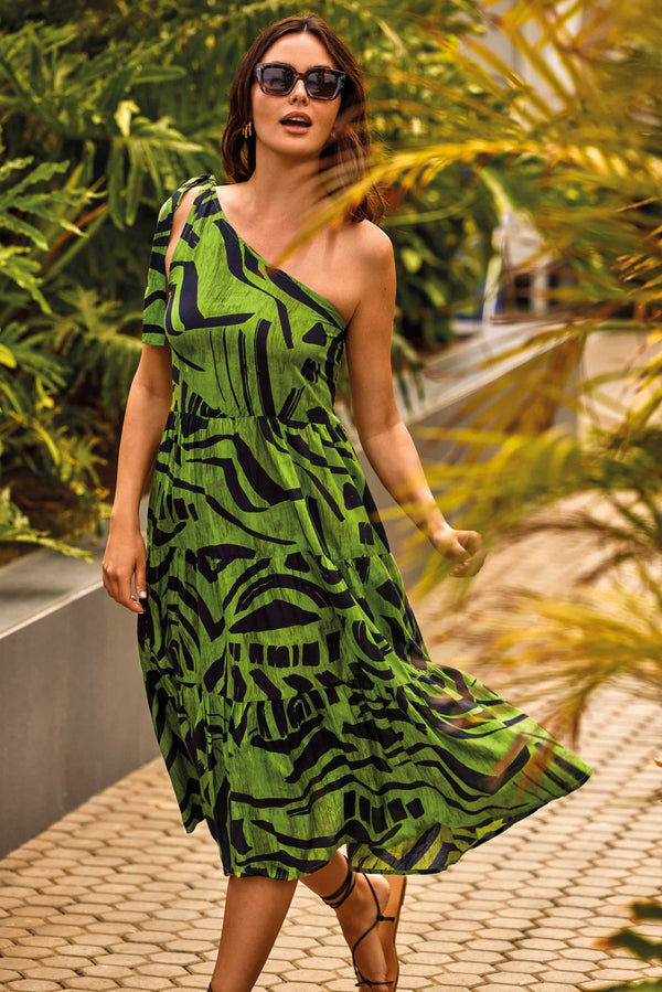 ONE-SHOULDER FLOR DRESS