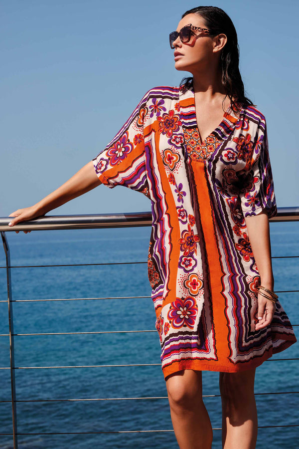 CAFTAN WITH V-NECK AMBER