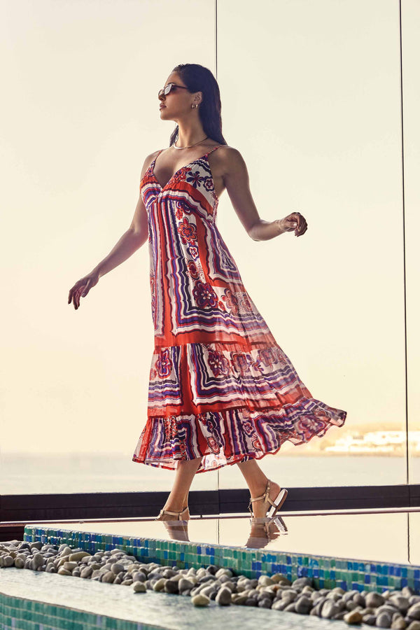LONG DRESS WITH STRAPS AMBER