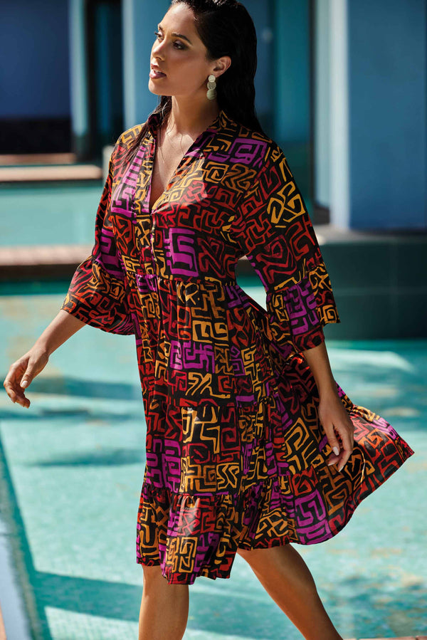 SHIRT DRESS WITH RUFFLED SLEEVES DESIREE