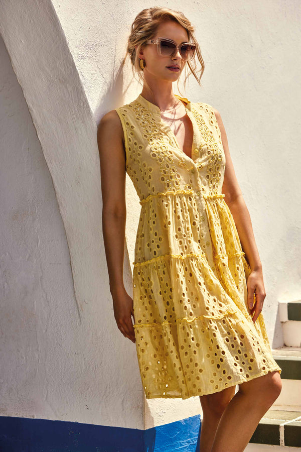 SLEEVELESS DRESS IN LACE CLORI