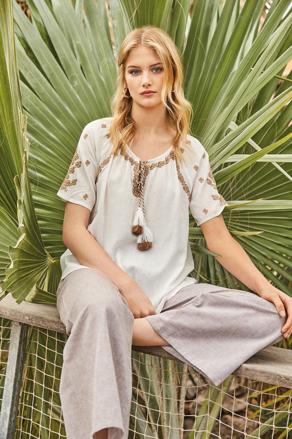 BLOUSE WITH HANDCRAFTED EMBROIDERY