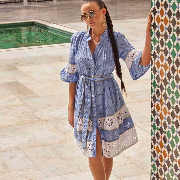 AURA DRESS IN FINE SANGALLO LACE