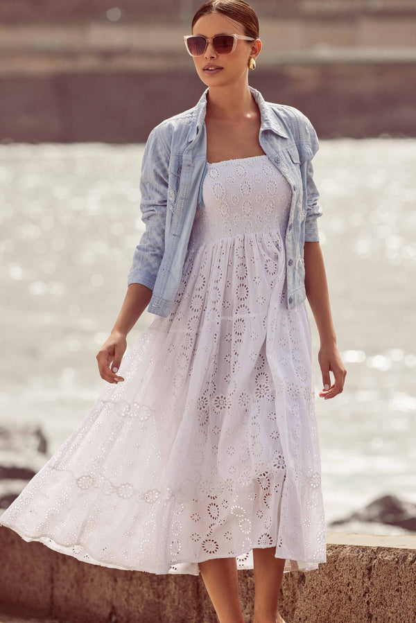 LONG DRESS IN FINE LACE SANGALLO