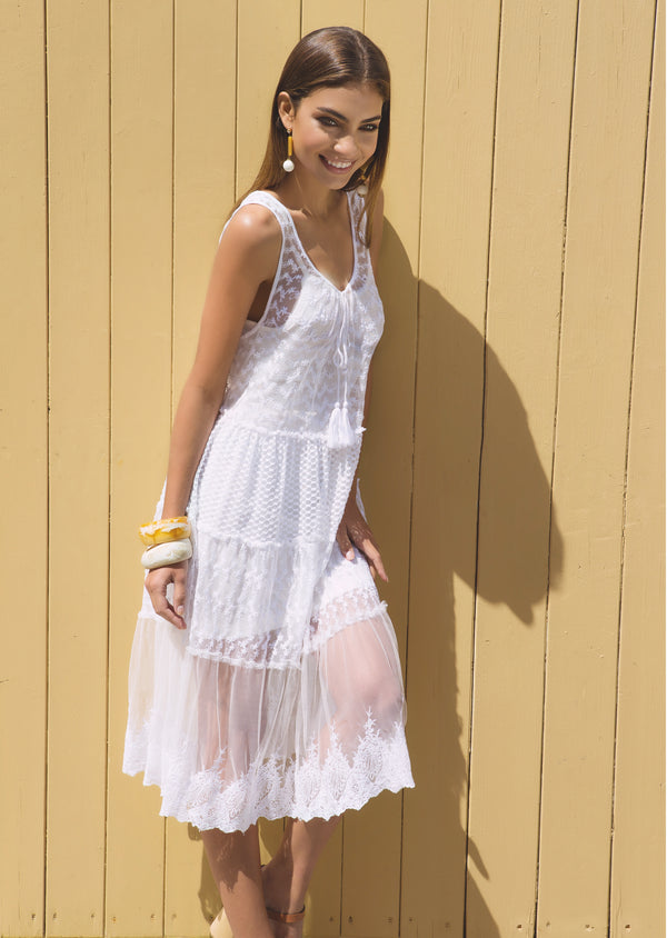 DRESS WITH LACE INSERTS