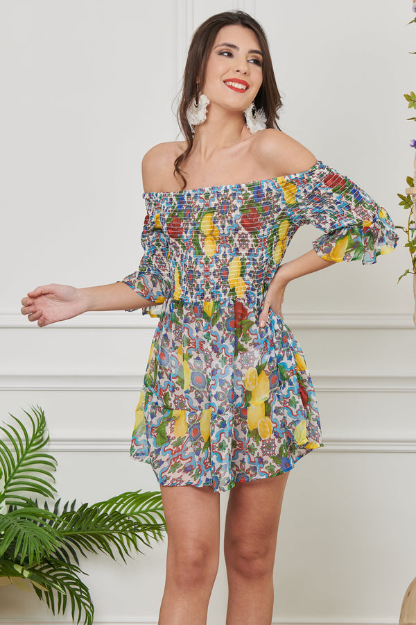 CHIFFON RUFFLE DRESS