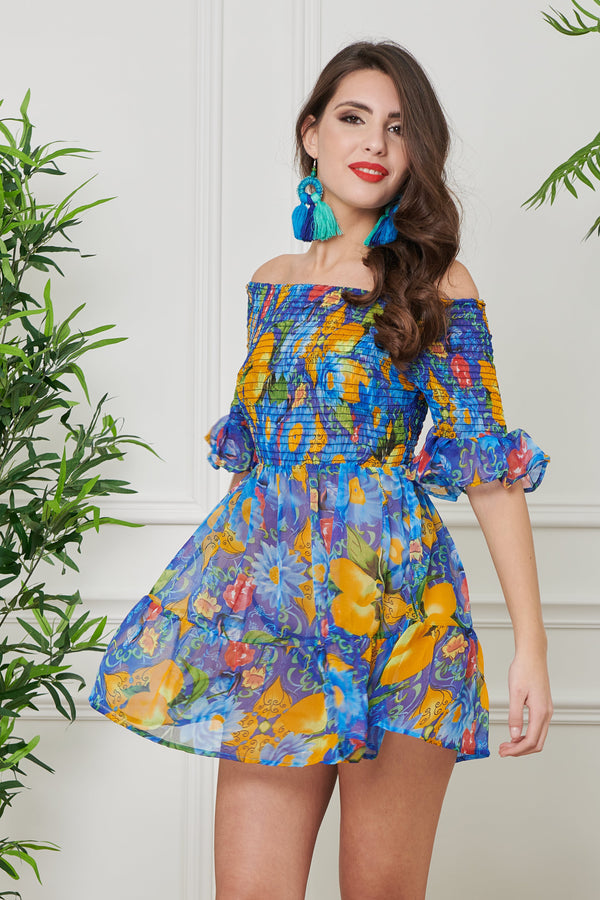 CHIFFON RUFFLE DRESS