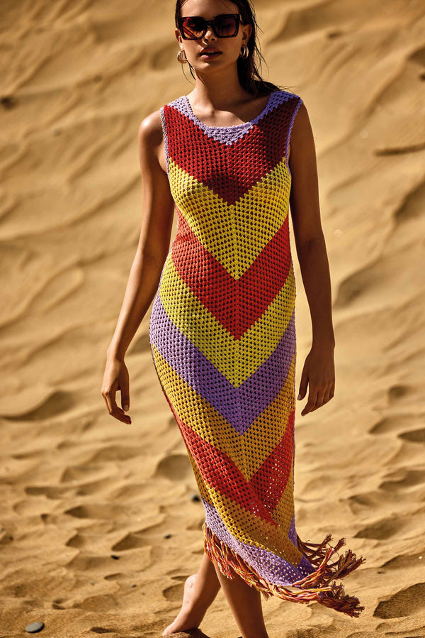 LONG DRESS WITH FRINGES LARA
