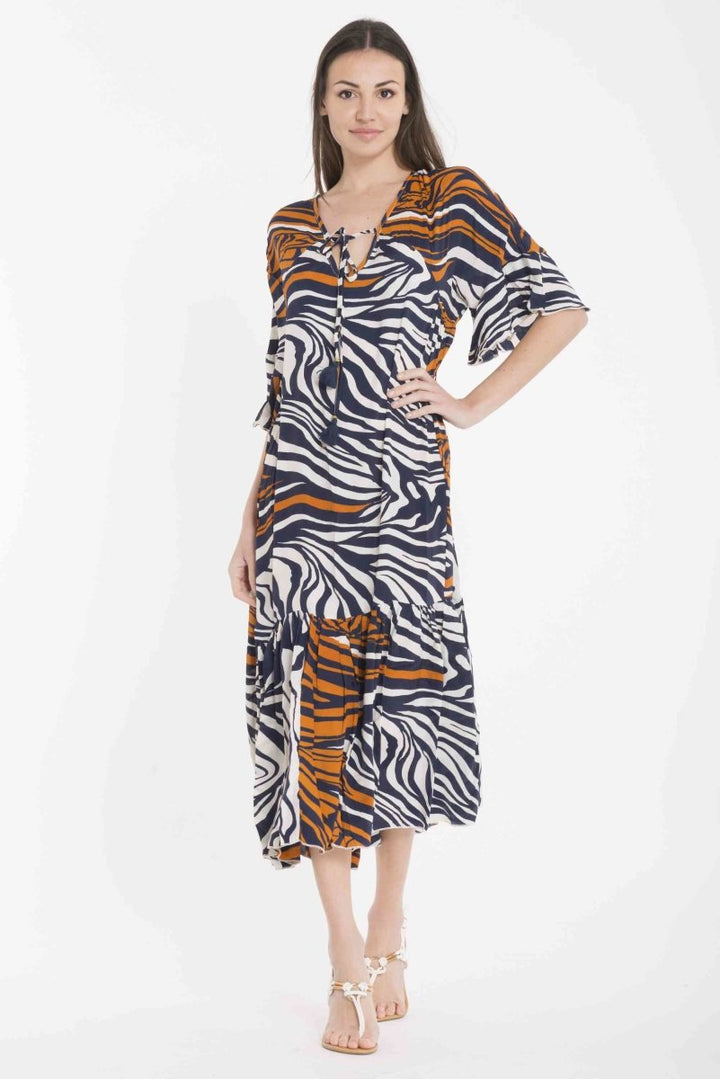ABITO LUNGO ZEBRATO- DB22-100 - #Moda Mare Positano#